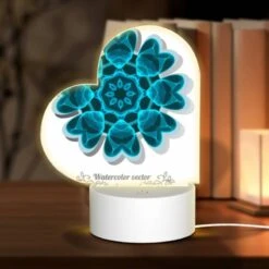 Love Acrylic Night Light, A Blue And White Flower With A Blue Background.