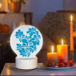 Round Acrylic Night Light, A Blue And White Design Of A Heart. -Acrylic Night Light Shop 7951a4ae7d4f0cc1621cb5d9cf0561878effffd7