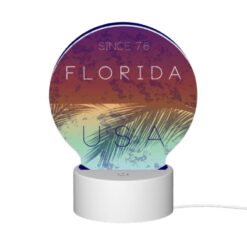 Round Acrylic Night Light, A Blue And Purple Circle With The Words "Florida USA" Written In White. -Acrylic Night Light Shop 79639e13791968e9c20b1b2dee3a5c907a17656e