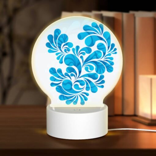 Round Acrylic Night Light, A Blue And White Design Of A Heart. -Acrylic Night Light Shop 7a4fdd482781d637930d999bb824be6bb50b827f