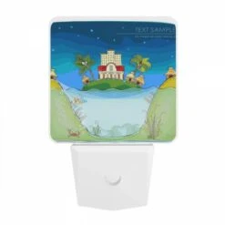 Night Light, A Cartoon Of A House On A Hill With A Palm Tree In Front Of It. -Acrylic Night Light Shop 7ad8717f11c9501131b1d9fad806e400b06b563a