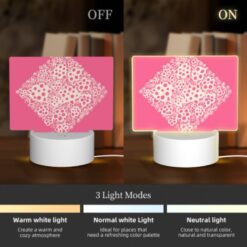 Rectangular Acrylic Night Light, A Pink Square With White Flowers On It. -Acrylic Night Light Shop 7afee82a3199324a424bbd41e77dd464179e1a89