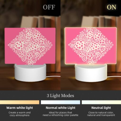Rectangular Acrylic Night Light, A Pink Square With White Flowers On It. -Acrylic Night Light Shop 7afee82a3199324a424bbd41e77dd464179e1a89