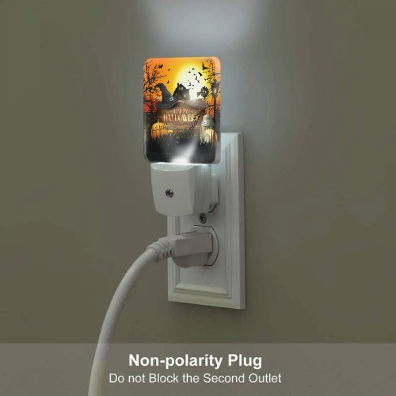 Night Light Set of 2, A Halloween poster with a witch's hat and a house in the background. Night Light Set Of 2, A Halloween Poster With A Witch's Hat And A House In The Background. -Acrylic Night Light Shop 7b7b04a36c34a2e7837c60a350f6d62069a4ffd5