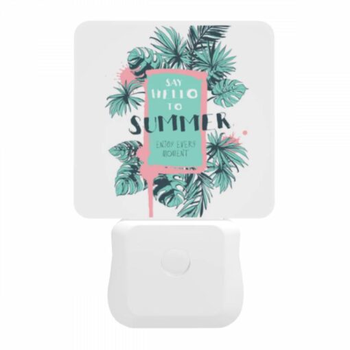 Night Light, A Colorful Poster That Says "Say Hello To Summer" With A Palm Tree On It. -Acrylic Night Light Shop 7c2546549c2be68759b2190f579d6f7be07196d6