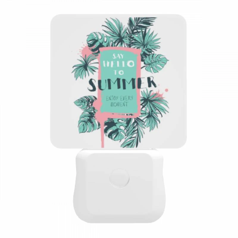 Night Light, A colorful poster that says "Say Hello to Summer" with a palm tree on it. Night Light, A Colorful Poster That Says "Say Hello To Summer" With A Palm Tree On It. -Acrylic Night Light Shop 7c2546549c2be68759b2190f579d6f7be07196d6