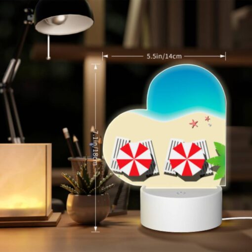 Love Acrylic Night Light, Two Red And White Striped Umbrellas On A Beach. -Acrylic Night Light Shop 7c33fd15a2856282cd6ae03a4b56c84e0c24c7c9