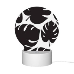 Round Acrylic Night Light, A Pattern Of Leaves On A Black And White Background. -Acrylic Night Light Shop 7c5fd058ac50c4f5aa8f182b24f6bfc419b3d70b