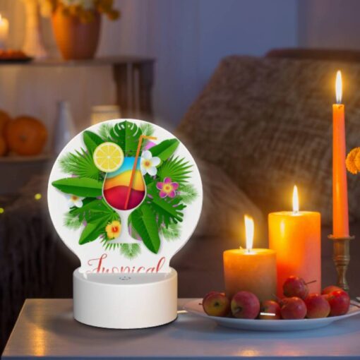 Round Acrylic Night Light, A Colorful Tropical Drink With A Straw And A Slice Of Lemon. -Acrylic Night Light Shop 7c694a2bc8a1269c7ad13f506f3d9008f570a299