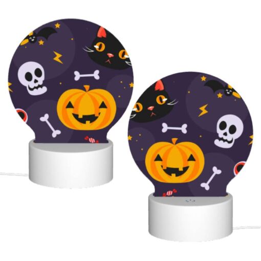 Round Acrylic Night Light, A Black Cat And A Pumpkin Are Among The Halloween Decorations. -Acrylic Night Light Shop 7c959cea7c8a407498b3618aed0d2309b8ab80b6