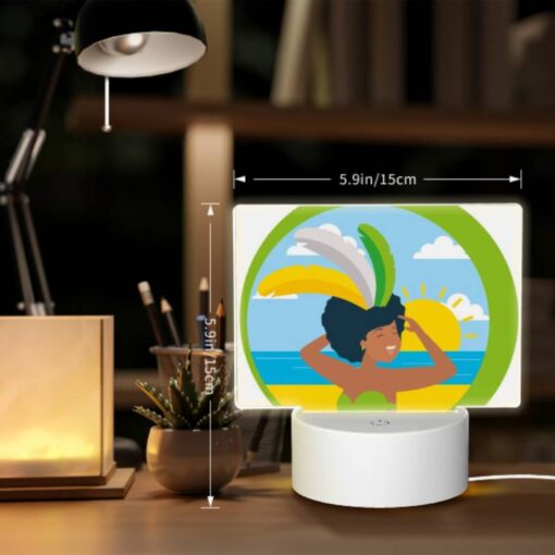 Rectangular Acrylic Night Light, A Woman Wearing A Grass Skirt And A Sun Hat Is Standing On A Beach. -Acrylic Night Light Shop 7cdd8f1aa734c66a14409458b792cf25d673147a