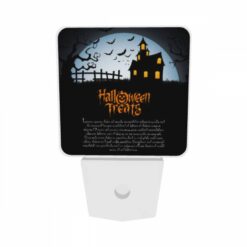 Night Light Set Of 2, A Halloween Treat Poster With A Spooky House And Bats. -Acrylic Night Light Shop 7d0345f8c077cea74927f883f2310a0eb8a049c6
