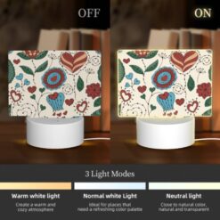 Rectangular Acrylic Night Light, A Colorful Floral Pattern With Hearts And Leaves. -Acrylic Night Light Shop 7d73f79b8698c75f7dda189c75ebc742cfe2ffe4