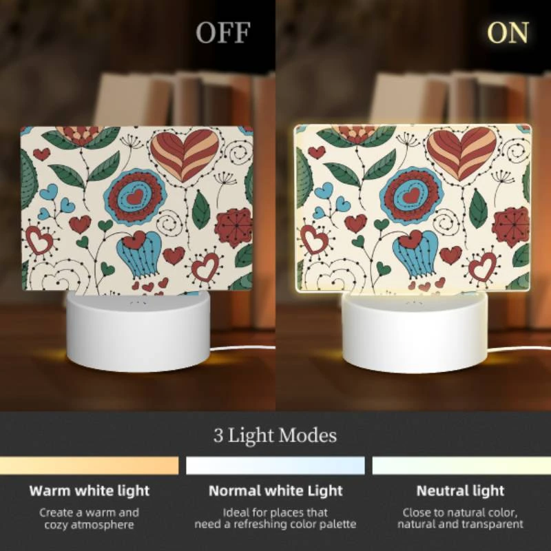Rectangular Acrylic Night Light, A colorful floral pattern with hearts and leaves. Rectangular Acrylic Night Light, A Colorful Floral Pattern With Hearts And Leaves. -Acrylic Night Light Shop 7d73f79b8698c75f7dda189c75ebc742cfe2ffe4