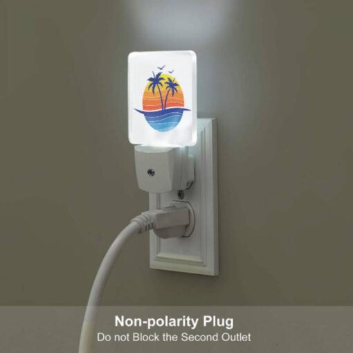 Night Light Set Of 2, A Blue And Orange Logo Of A Beach With Palm Trees. -Acrylic Night Light Shop 7e8876cc5d96a27e0e6ed0d70eec7546d7a9d47b