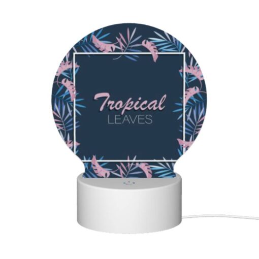 Round Acrylic Night Light, A Tropical Leaves Design With A Pink And Blue Color Scheme. -Acrylic Night Light Shop 7e9de4543b89b3e288a4e654f970a9993513c2df