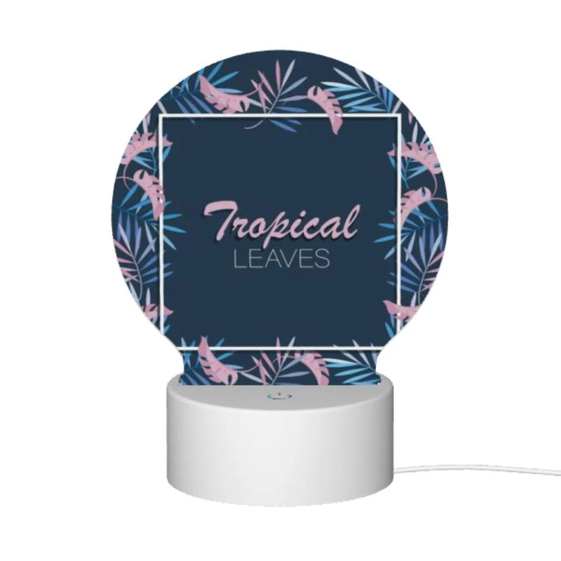 Round Acrylic Night Light, A tropical leaves design with a pink and blue color scheme. Round Acrylic Night Light, A Tropical Leaves Design With A Pink And Blue Color Scheme. -Acrylic Night Light Shop 7e9de4543b89b3e288a4e654f970a9993513c2df
