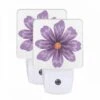 Night Light Set Of 2, A Purple Flower With An Orange Center.