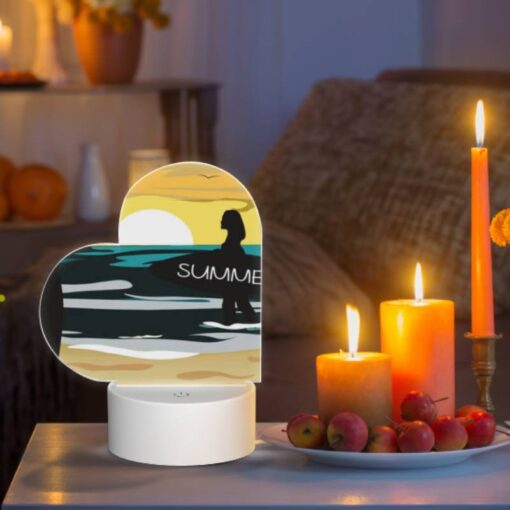 Love Acrylic Night Light, A Woman Is Walking On The Beach With A Surfboard. -Acrylic Night Light Shop 7f19ceef3e2a256df1c4c229fcfb08cc4e5265e9