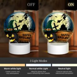 Round Acrylic Night Light, A Halloween Scene With A Pumpkin -Acrylic Night Light Shop 7f25e351af34c97baaa80a2468a6cda672648ace