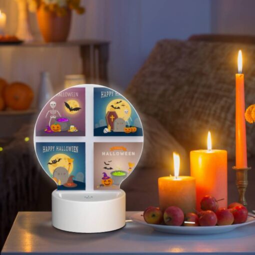 Round Acrylic Night Light, A Collection Of Four Different Halloween Posters. -Acrylic Night Light Shop 7fefb3496b3628a2b6b3b5f1fefa8f262e0810ab
