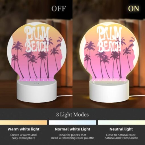Round Acrylic Night Light, A Colorful Poster Of A Beach In California. -Acrylic Night Light Shop 8010fbda5379dfa890bf57565b8bd0d224fd9da3
