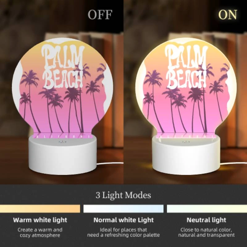 Round Acrylic Night Light, A colorful poster of a beach in California. Round Acrylic Night Light, A Colorful Poster Of A Beach In California. -Acrylic Night Light Shop 8010fbda5379dfa890bf57565b8bd0d224fd9da3