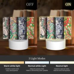 Rectangular Acrylic Night Light, Four Different Colored And Patterned Designs Of A Bird. -Acrylic Night Light Shop 80ad65ed418d64893673da25eb618afd03bacbd0