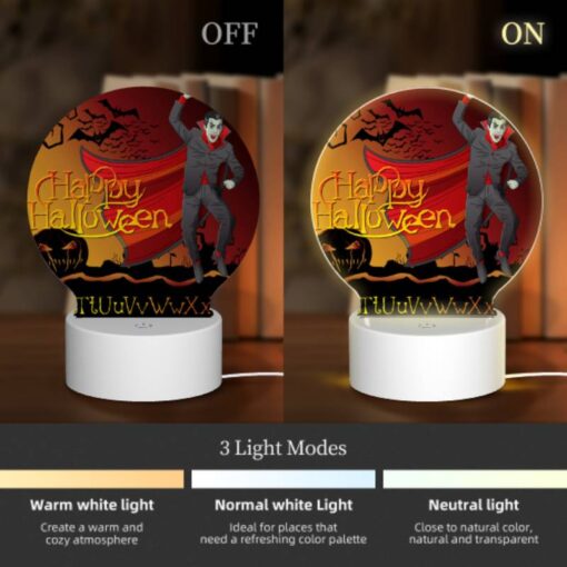 Round Acrylic Night Light, A Man Dressed As Dracula Is Celebrating Halloween. -Acrylic Night Light Shop 81777c1b8f1f8f428a8bbdadf70d226bf1206f37
