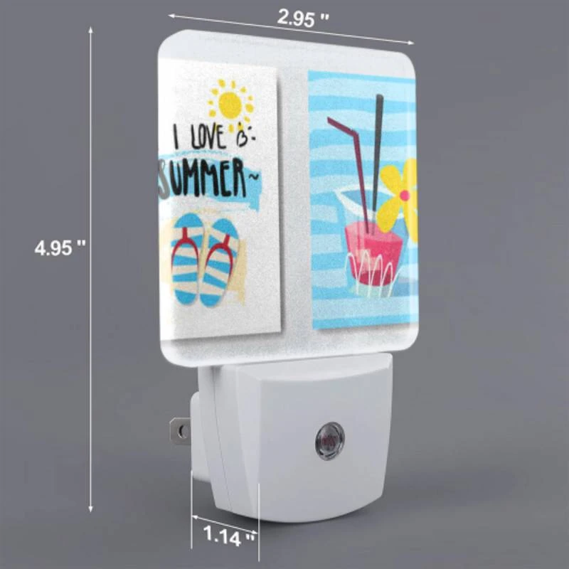 Night Light Set of 2, A cardboard sign that says "I love summer" with a straw in a cup of pink juice. Night Light Set Of 2, A Cardboard Sign That Says "I Love Summer" With A Straw In A Cup Of Pink Juice. -Acrylic Night Light Shop 81c0018754120442aa7b2243424b9dff06350170