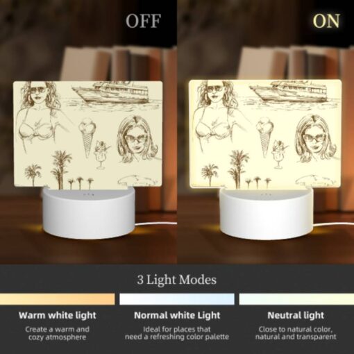 Rectangular Acrylic Night Light, A Woman Is Shown With A Cone Of Ice Cream. -Acrylic Night Light Shop 81f8d2a5564e5d989abe7f36a2e41c1ba96bccd6