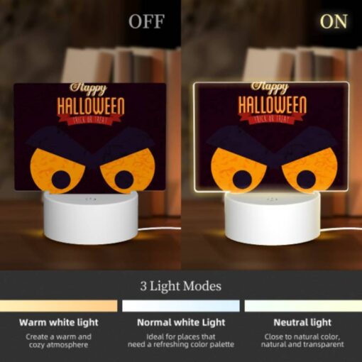 Rectangular Acrylic Night Light, A Happy Halloween Sign With A Scary Face. -Acrylic Night Light Shop 82434eeca435fb2f9ec28c7ca5ae5caf7806b163
