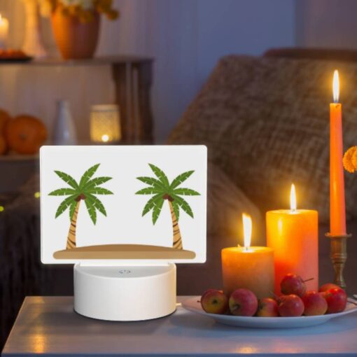 Rectangular Acrylic Night Light, Two Palm Trees On A Sandy Beach. -Acrylic Night Light Shop 8254c5b8b74f2b430fc699024c92fd4b243183fb