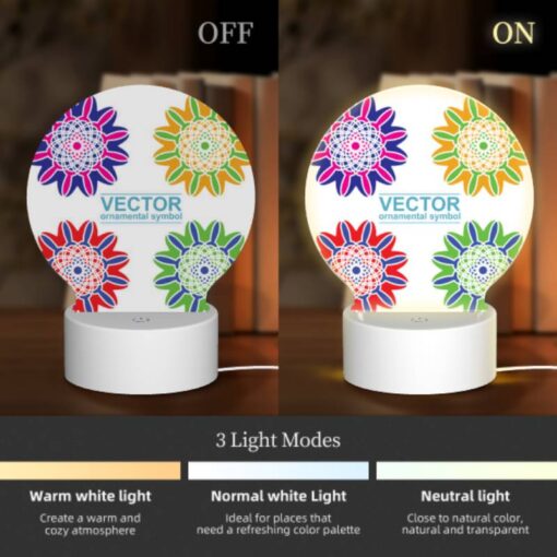 Round Acrylic Night Light, A Set Of Six Colorful Flower Designs. -Acrylic Night Light Shop 82b605851c5e374352a377dd929dbfda10b07798