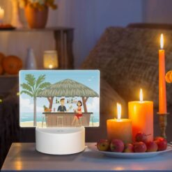 Rectangular Acrylic Night Light, A Man And Woman Are Sitting At A Bar Under A Thatched Roof -Acrylic Night Light Shop 82b99f03b84f22b81da9a68ca2084c65858df697