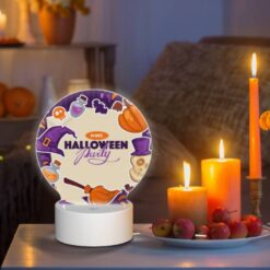 Round Acrylic Night Light, A Colorful Poster Advertising A Halloween Party. -Acrylic Night Light Shop 82ba11cf6eb9c40481ee3090ad795896c6262444