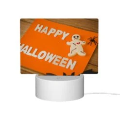 Rectangular Acrylic Night Light, A Happy Halloween Sign With A Gingerbread Man And A Spider. -Acrylic Night Light Shop 82c75c01b4e722e8934de9eebeb2223caa8edd37