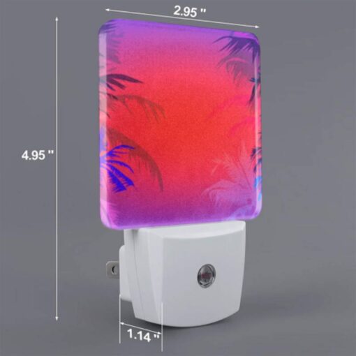 Night Light Set Of 2, Two Palm Trees Are In The Background Of A Blue And Red Sky. -Acrylic Night Light Shop 831398682bbd7d44f9434d8b131ac6235b33924e