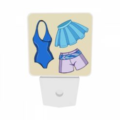 Night Light Set Of 2, A Blue And Purple Bathing Suit With A Blue Skirt And A Blue Top. -Acrylic Night Light Shop 832611a66abf1b9a06fddfc6b0db2c6cb6517011