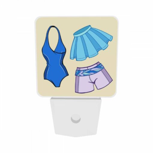 Night Light Set Of 2, A Blue And Purple Bathing Suit With A Blue Skirt And A Blue Top. -Acrylic Night Light Shop 832611a66abf1b9a06fddfc6b0db2c6cb6517011