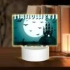 Rectangular Acrylic Night Light, Three Pumpkins With Faces Drawn On Them.