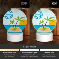 Round Acrylic Night Light, A Palm Tree Is Growing On A Small Island In The Middle Of The Ocean. -Acrylic Night Light Shop 838471458572453a0111af076eeb979ab67f1800