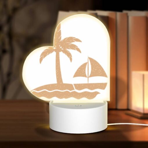 Love Acrylic Night Light, A Sailboat Is Sailing In The Ocean Near A Palm Tree. -Acrylic Night Light Shop 841192553207725b8325d6abaed26a0980e74f8c