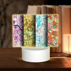 Rectangular Acrylic Night Light, Three Colorful Designs Are Displayed On A Wall.