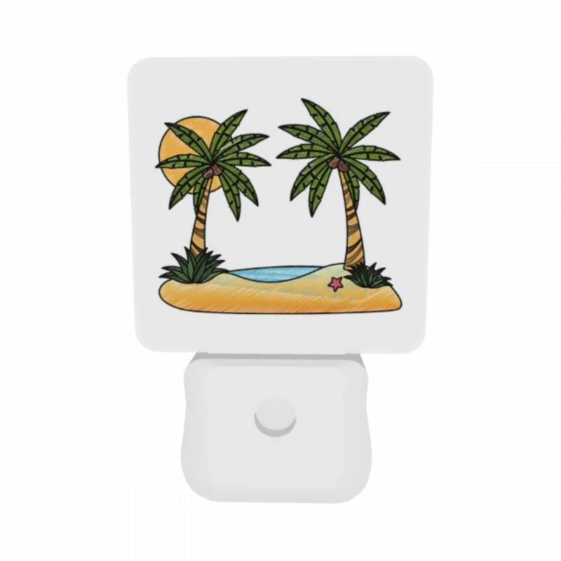 Night Light Set of 2, A cartoon drawing of a tropical island with two palm trees and a sun. Night Light Set Of 2, A Cartoon Drawing Of A Tropical Island With Two Palm Trees And A Sun. -Acrylic Night Light Shop 8473d5b85d17b468cec02cce95d49e2fa9941391