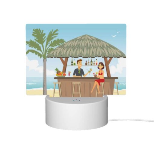 Rectangular Acrylic Night Light, A Man And Woman Are Sitting At A Bar Under A Thatched Roof -Acrylic Night Light Shop 84a7fc98d2189369466dc1613c4e9799ac00f0c8
