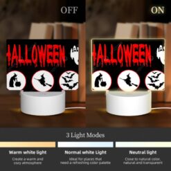 Rectangular Acrylic Night Light, A Halloween Sign With Four Different Images Of Witches And Bats. -Acrylic Night Light Shop 85540e3ebd6cc72927447494752c5c975f2f3679