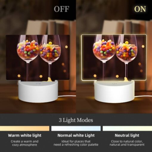 Rectangular Acrylic Night Light, Two Wine Glasses Filled With Candy And A Pumpkin. -Acrylic Night Light Shop 856e9d270c633621d2370d1ffc394eb29300f79e