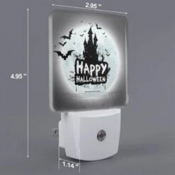 Night Light, A Poster With A Castle And Bats On It That Says "Happy Halloween.". 1 Night Light, A Poster With A Castle And Bats On It That Says "Happy Halloween.". -Acrylic Night Light Shop 85aa066a65db72491c22a5a3121fcee76b32cd80