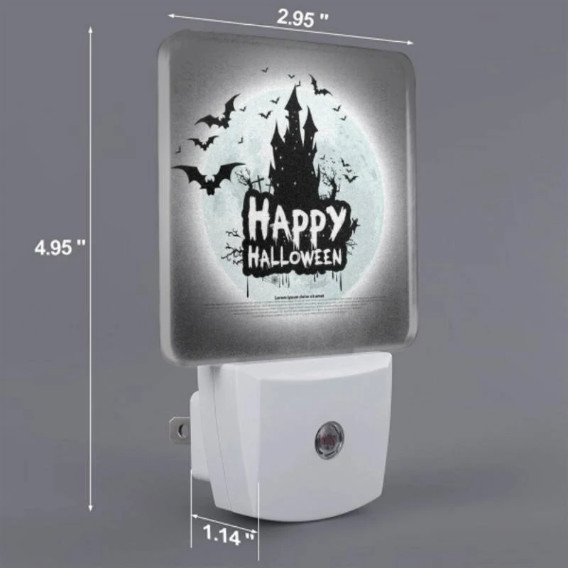 Night Light, A poster with a castle and bats on it that says "Happy Halloween.". Night Light, A Poster With A Castle And Bats On It That Says "Happy Halloween.". -Acrylic Night Light Shop 85aa066a65db72491c22a5a3121fcee76b32cd80